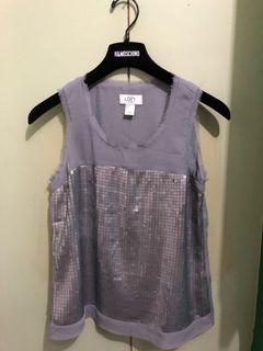 Ann Taylor Silver Gray Sleeveless Top with Sequins