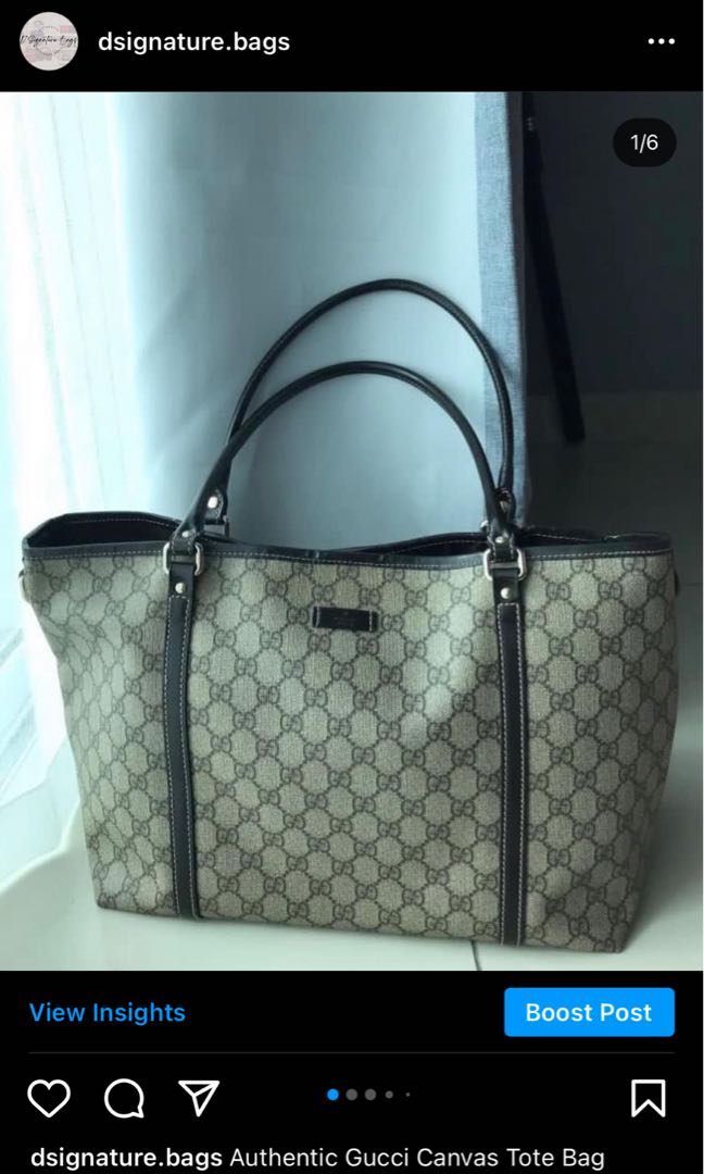 Authentic Gucci Canvas Tote Bag, Luxury, Bags & Wallets on Carousell