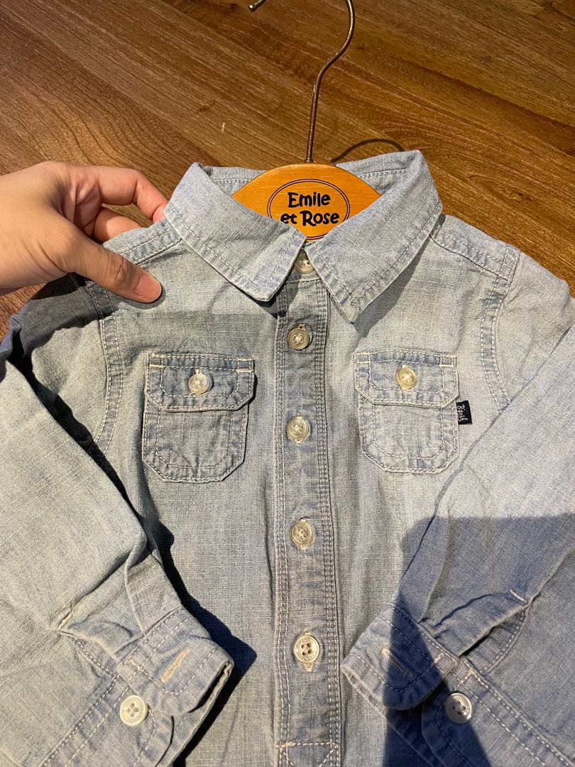 baby denim shirt bodysuit soft blue 