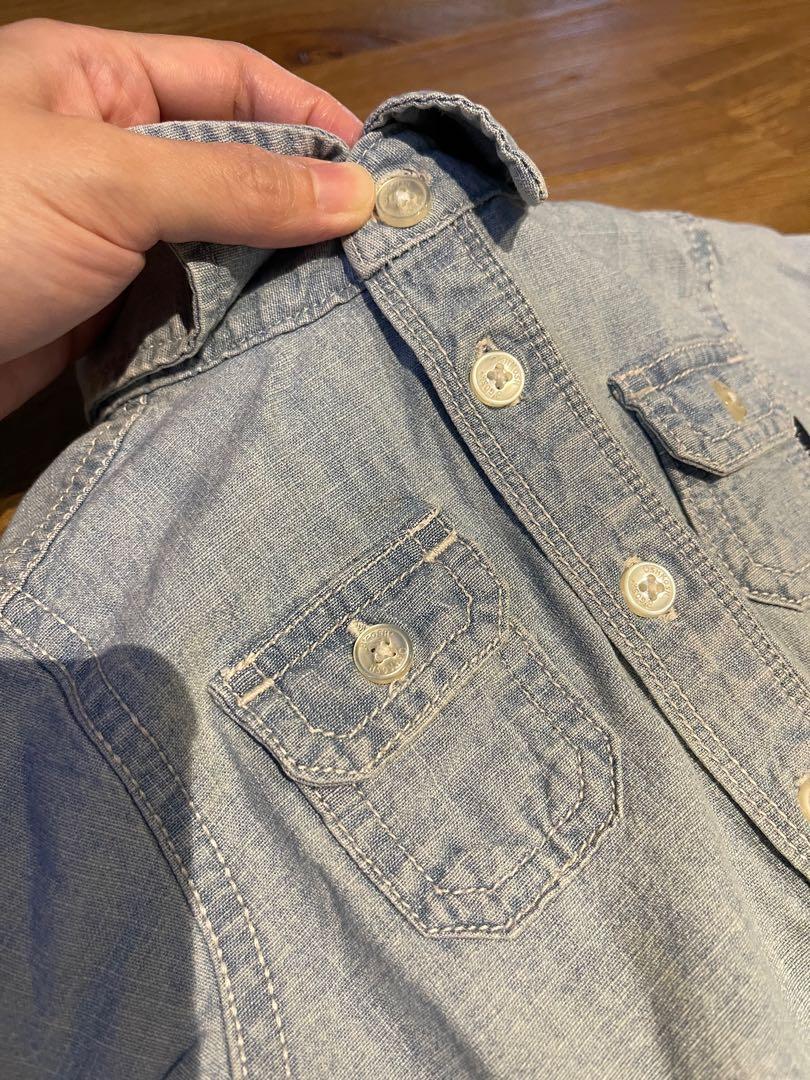 baby denim shirt bodysuit soft blue 