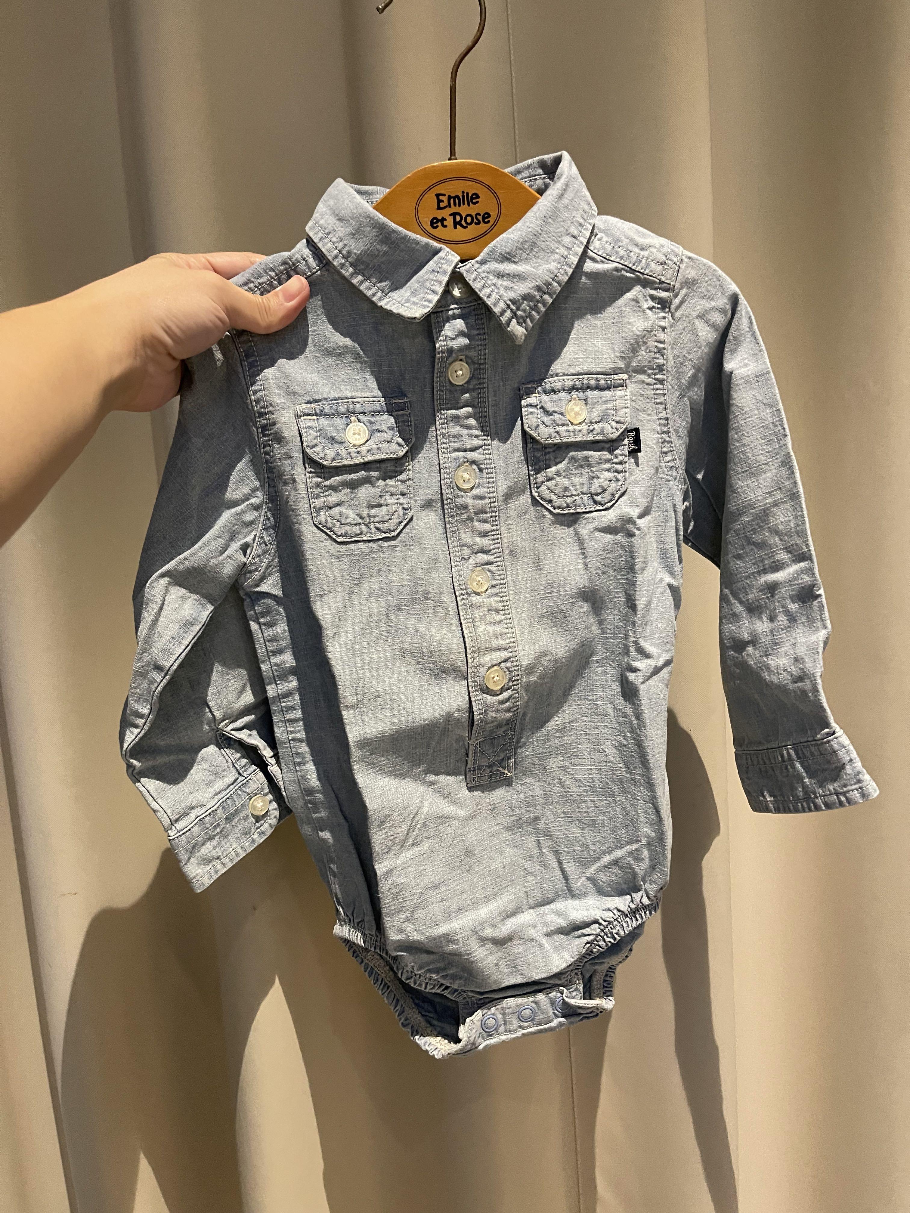 baby denim shirt bodysuit soft blue 