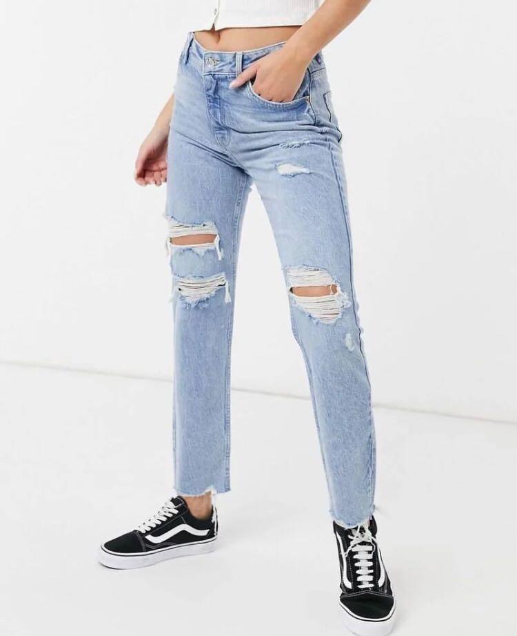Reprice BERSHKA Ripped mom jeans 