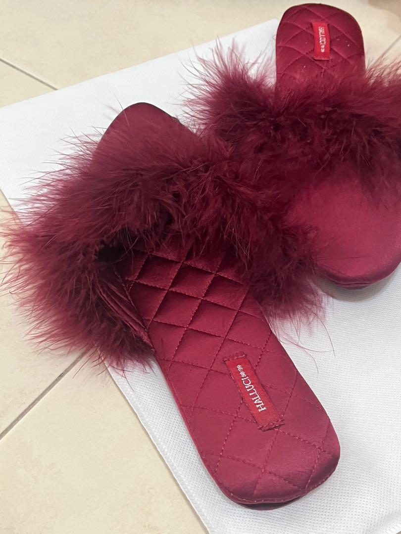 Girls pink fluffy sliders online