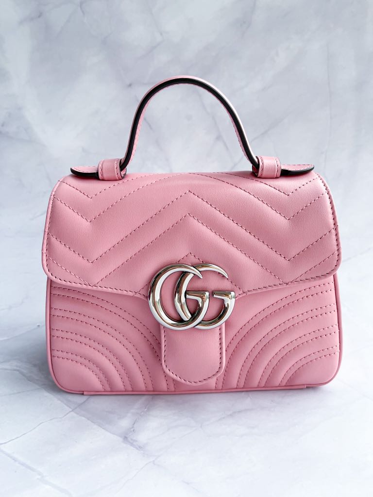 Gucci marmont top handle hot sale pink