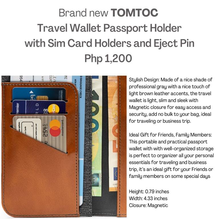 Brand new RFID TOMTOC Travel Wallet Passport Holder with SIM Card