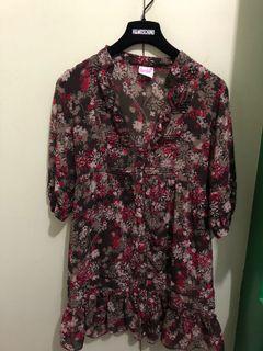 Brown Floral Dress