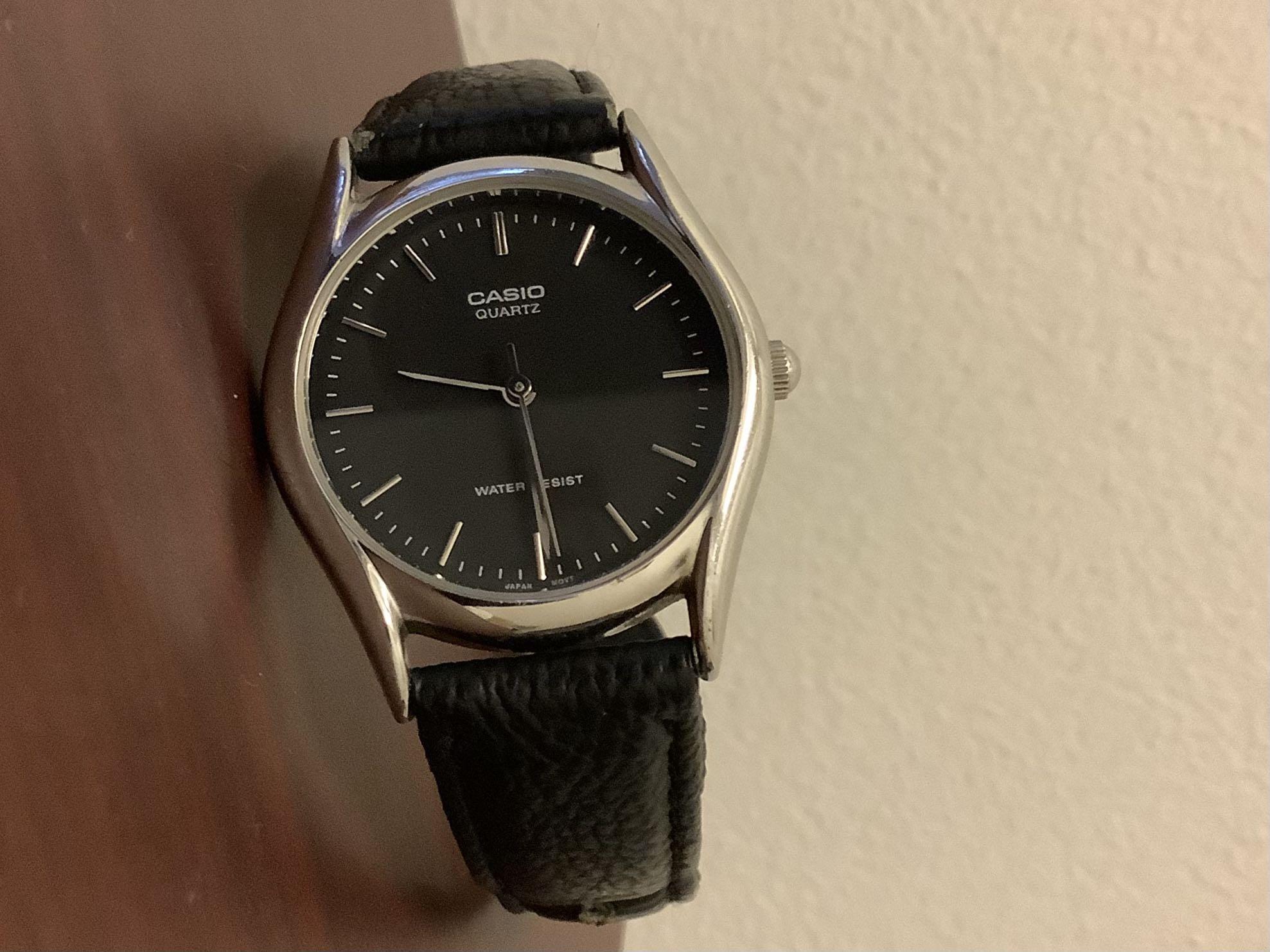 Casio MTP-1094 Genuine Leather Quartz Analog Men's Watch, Men's