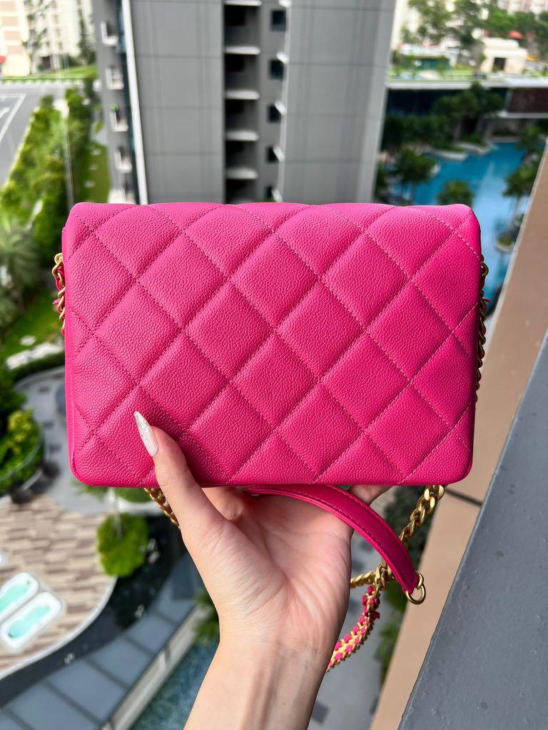 Chanel 22P Melody Small Flap Bag in Dark Pink Caviar