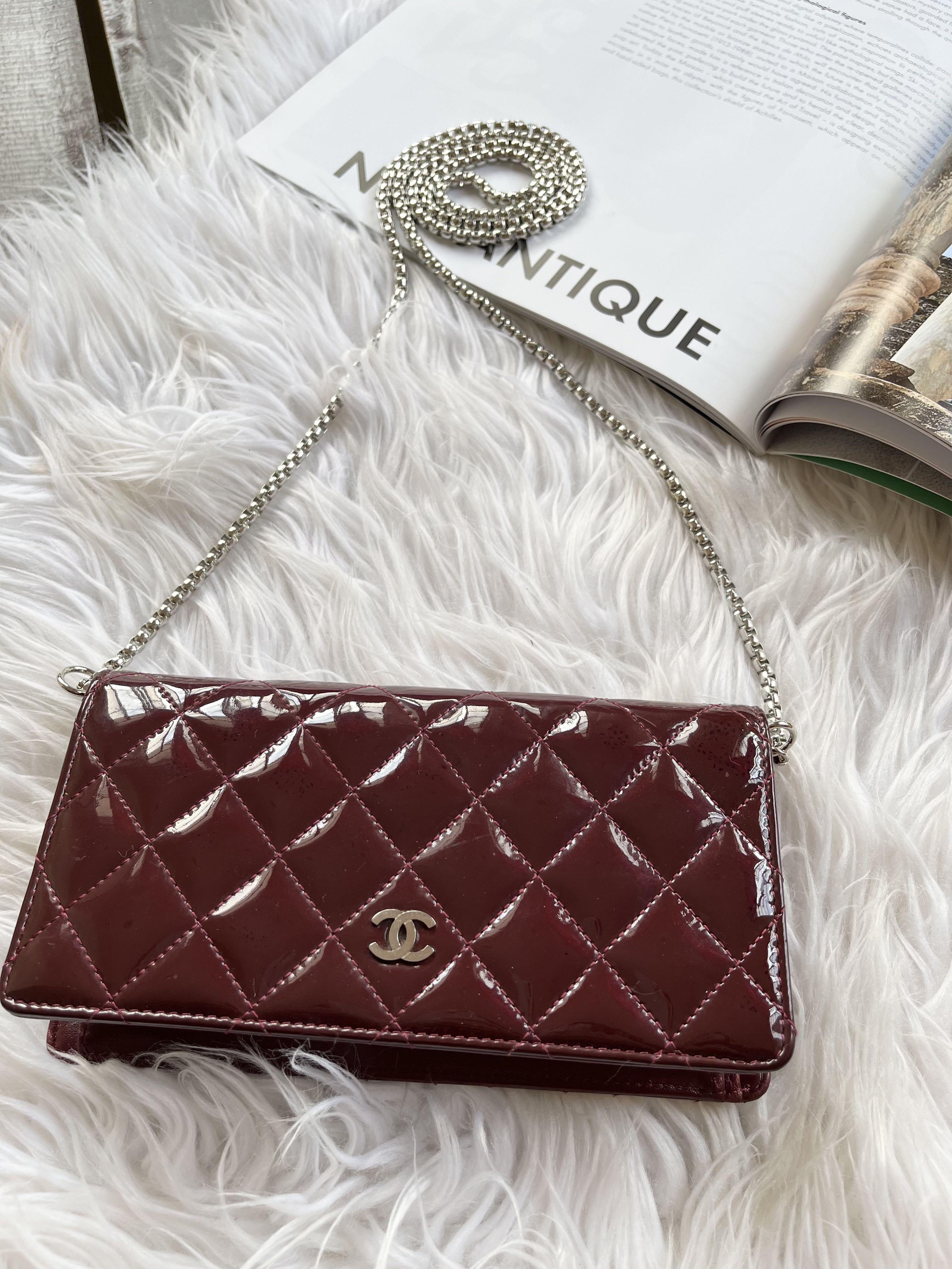 Chanel patent wallet cheap on chain