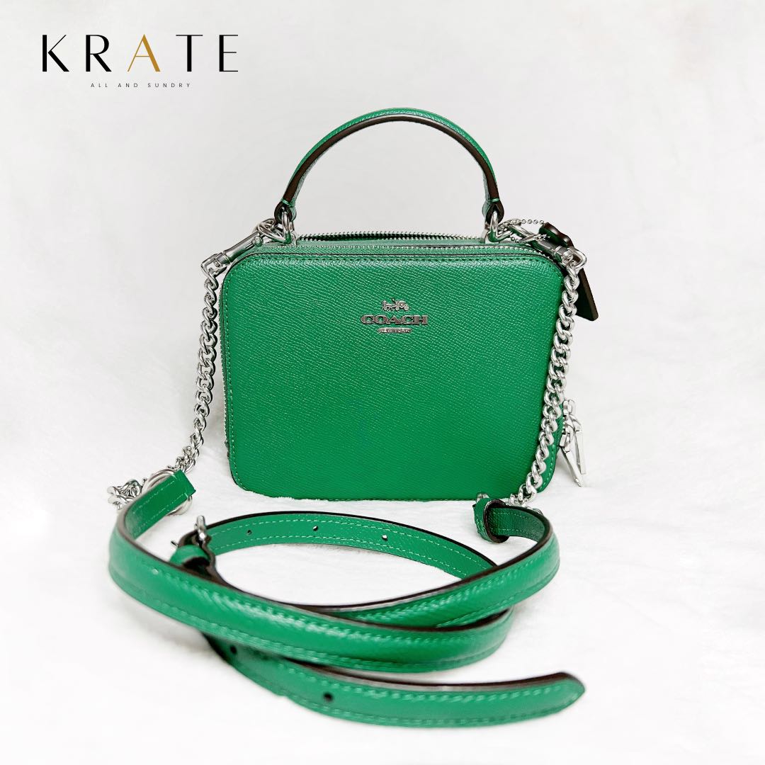 Coach Box Crossbody Green, Luxury, Bags & Wallets on Carousell