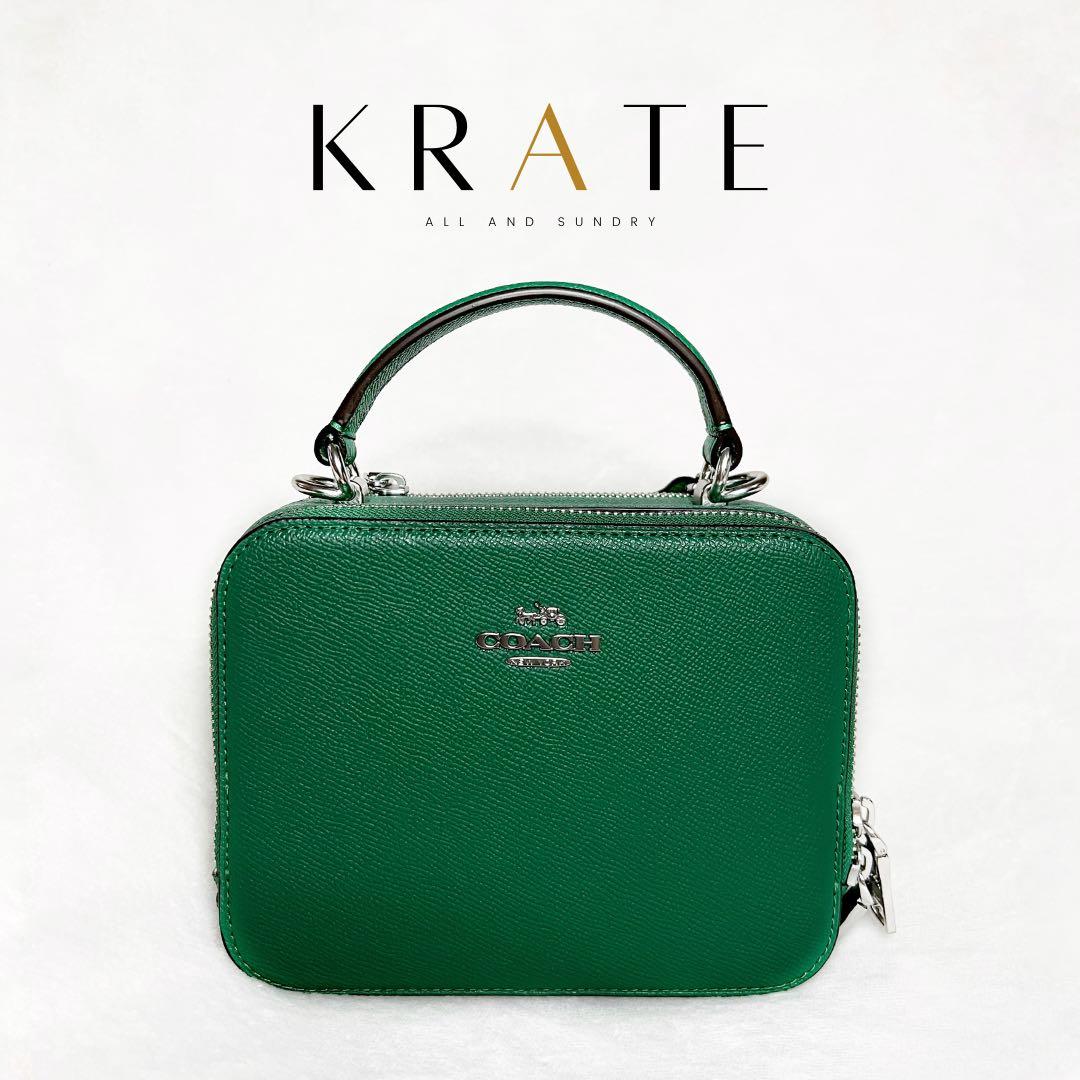 Coach Box Crossbody Green, Luxury, Bags & Wallets on Carousell