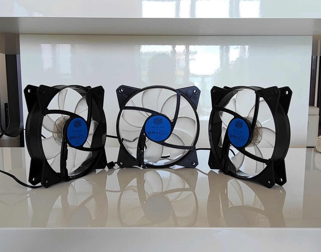 3 pieces Cool Master MF 120L LED computer cooling fans, Computers