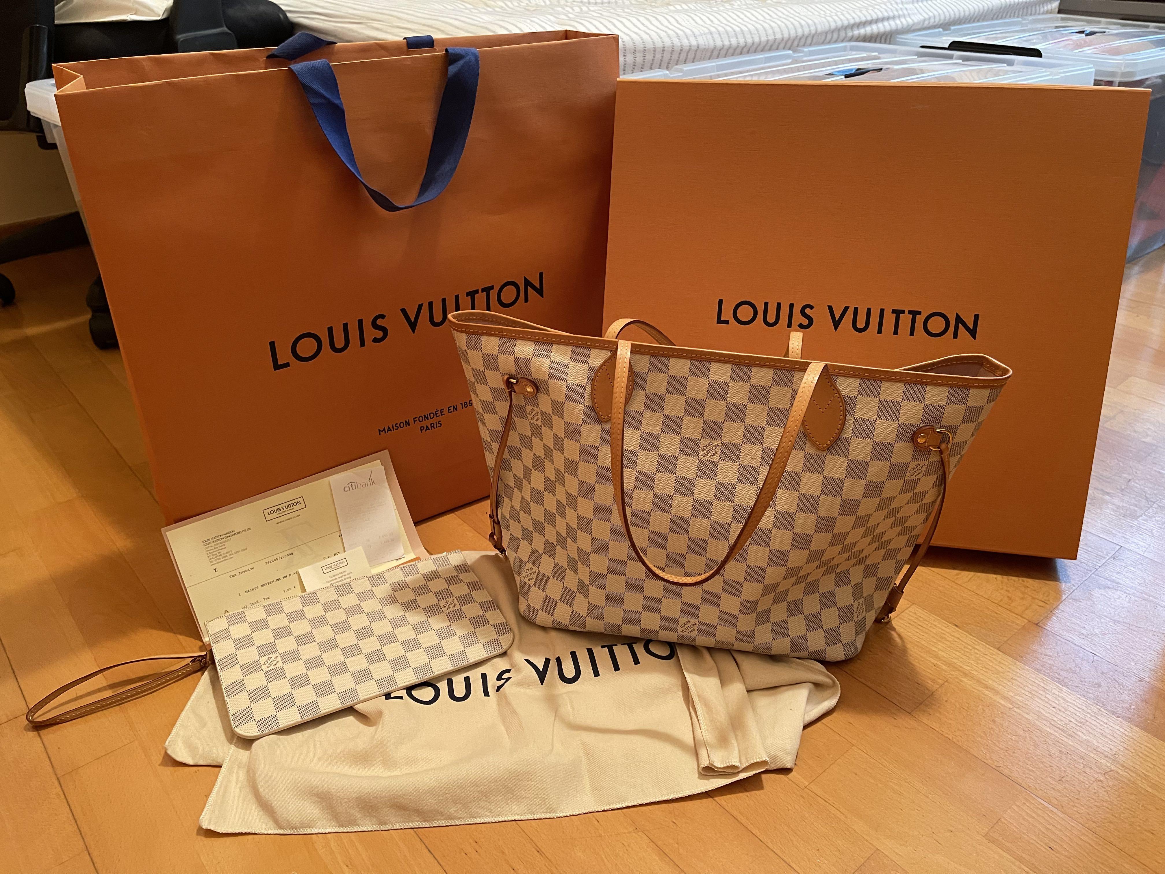 LOUIS VUITTON Damier Azur Neverfull MM Tote Bag N41605 LV Auth