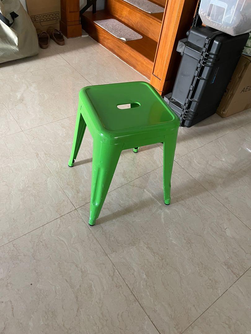 Green designer stool, metal, Furniture & Home Living, Furniture, Chairs