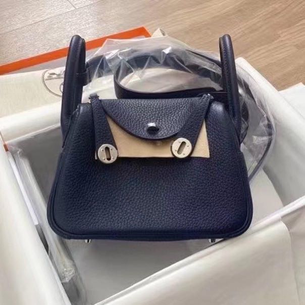 Hermes Mini Lindy?2Z Bleu Nuit 午夜藍??TC lether 銀扣Stamp U 歐洲現貨, 名牌, 手袋及銀包-  Carousell