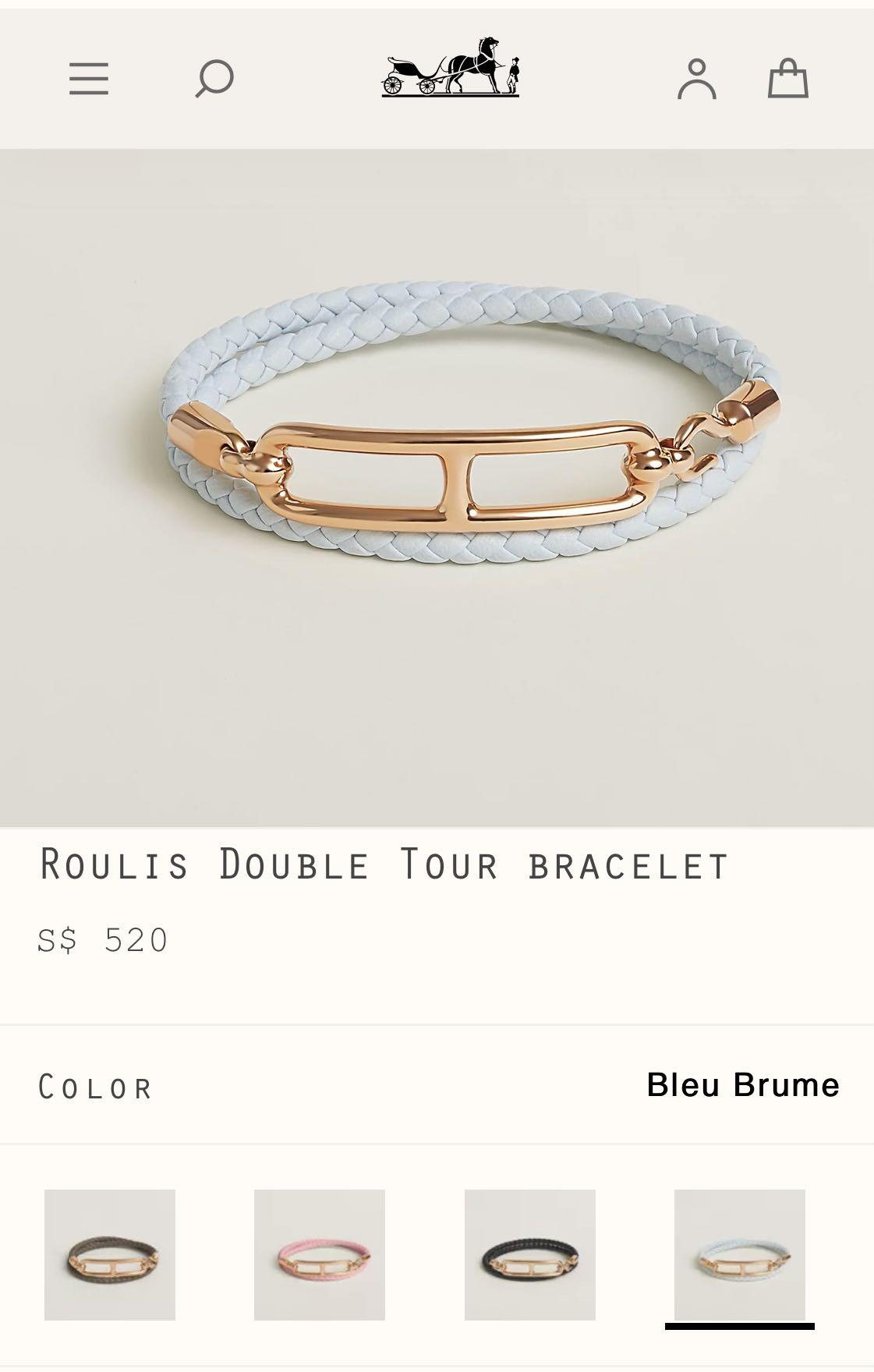 Hermes Roulis Bracelet in Bleu Brume and RGHW – Brands Lover