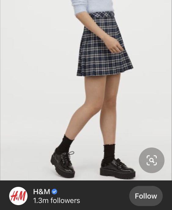 Blue pleated skirt h and m 2025