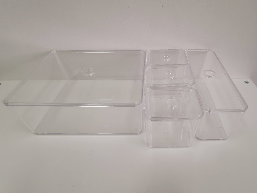 Ikea clear acrylic storage boxes set of 5 with lids