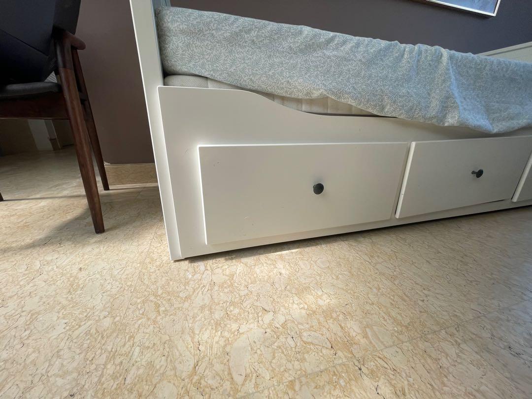 IKEA day bed (pull out double bed with three storage racks), Furniture