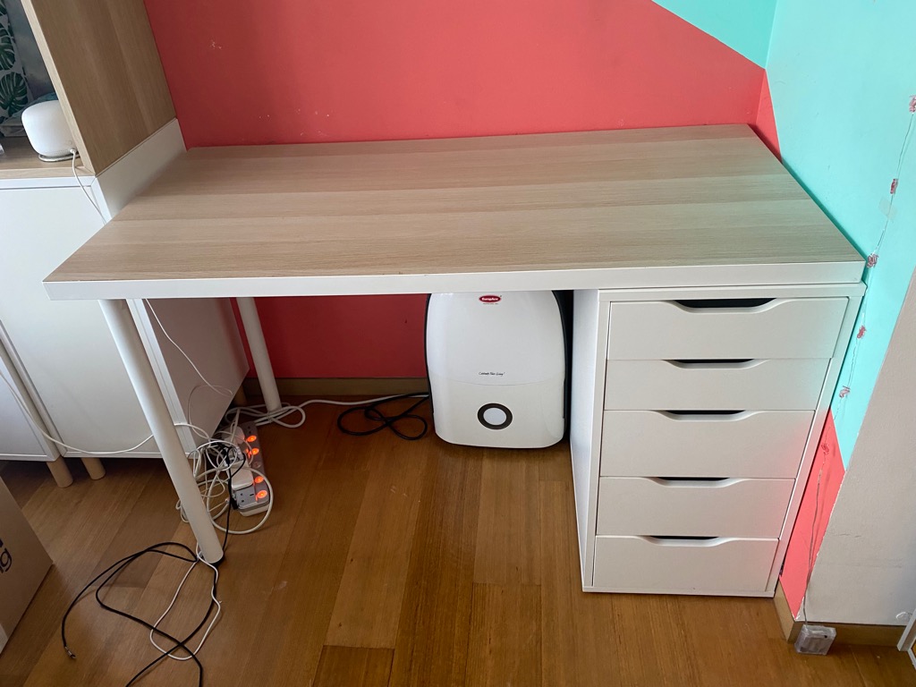 Ikea alex drawers and 2025 linnmon table top