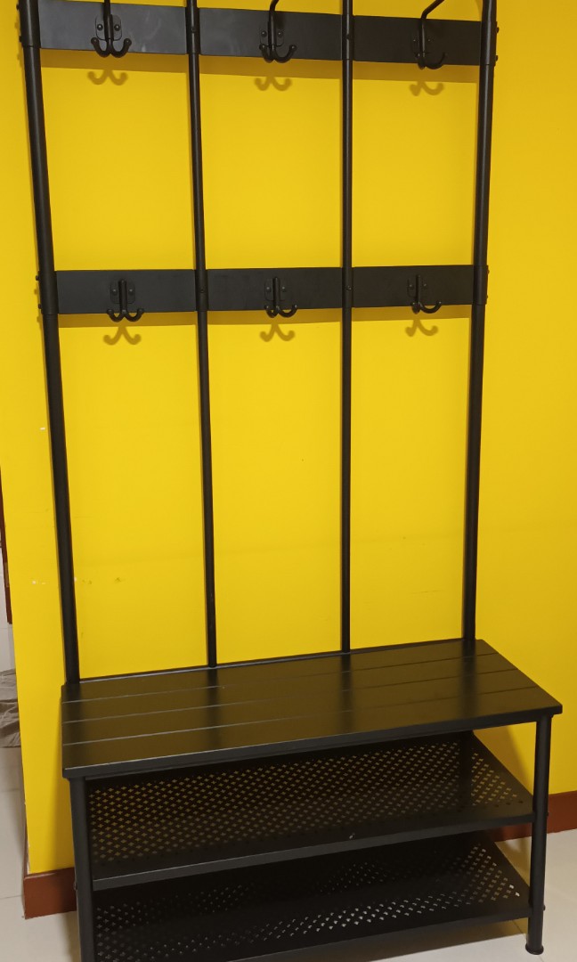 Ikea PINNIG coat rack with shoe storage bench, Furniture & Home