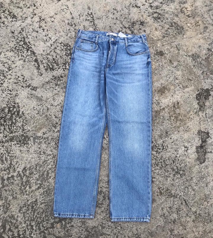 Jeans biru Zara Original, Fesyen Pria 
