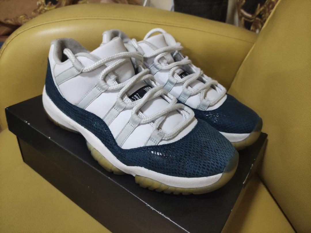 Jordan 11 Low Navy Snakeskin Men s Fashion Footwear Sneakers on