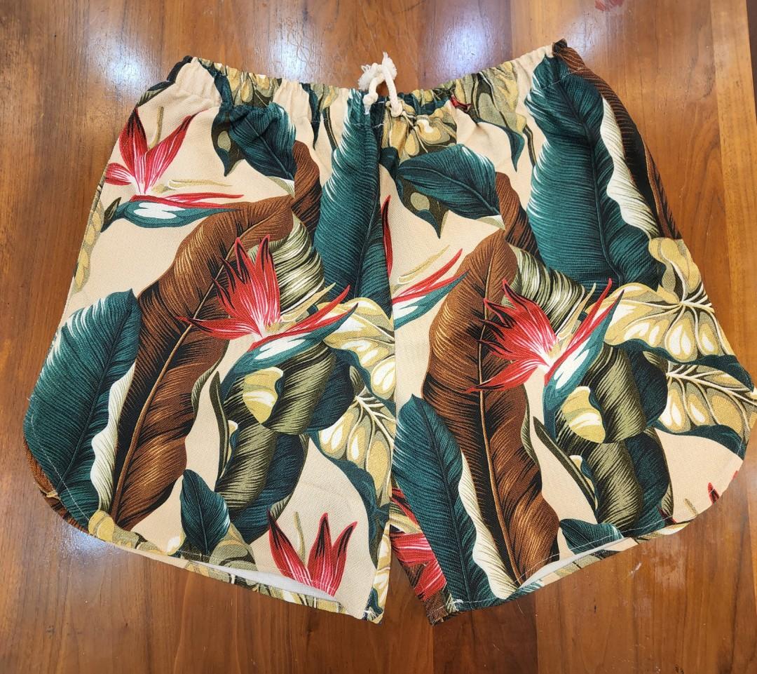 Jungle Gurl Banana Leaf Floral Shorts Daily Matching Beach Shorts