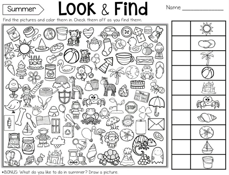 Look & Find Puzzles Preschool Education Learning Worksheet, Hobbies
