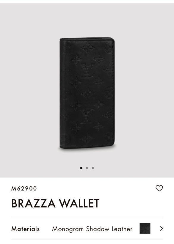 Louis Vuitton Brazza Wallet Monogram Shadow Black for Men