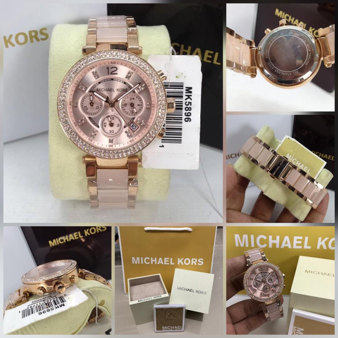 Michael Kors MK5896 Original Jam Tangan Wanita Michael Kors MK 5896 Parker Blush Dial Ladies