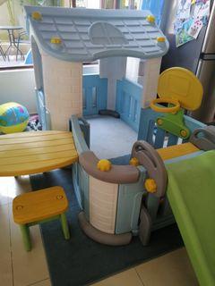 My Dear large playhouse with slide and table (free rug)
