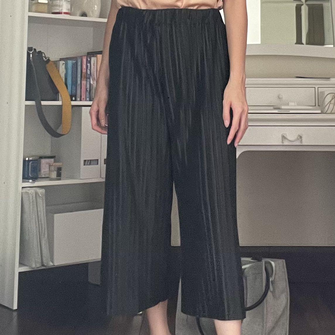 Pleated Pants Black Kulot All Size 