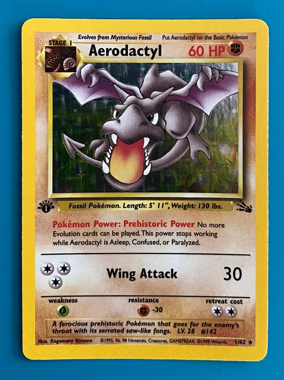 Pokemon Fossil 1st Edition Single Aerodactyl 1/62 - Prerelease Promo