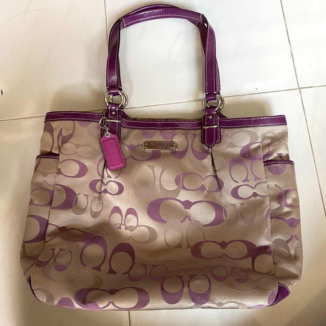 Purple coach sale tote bag