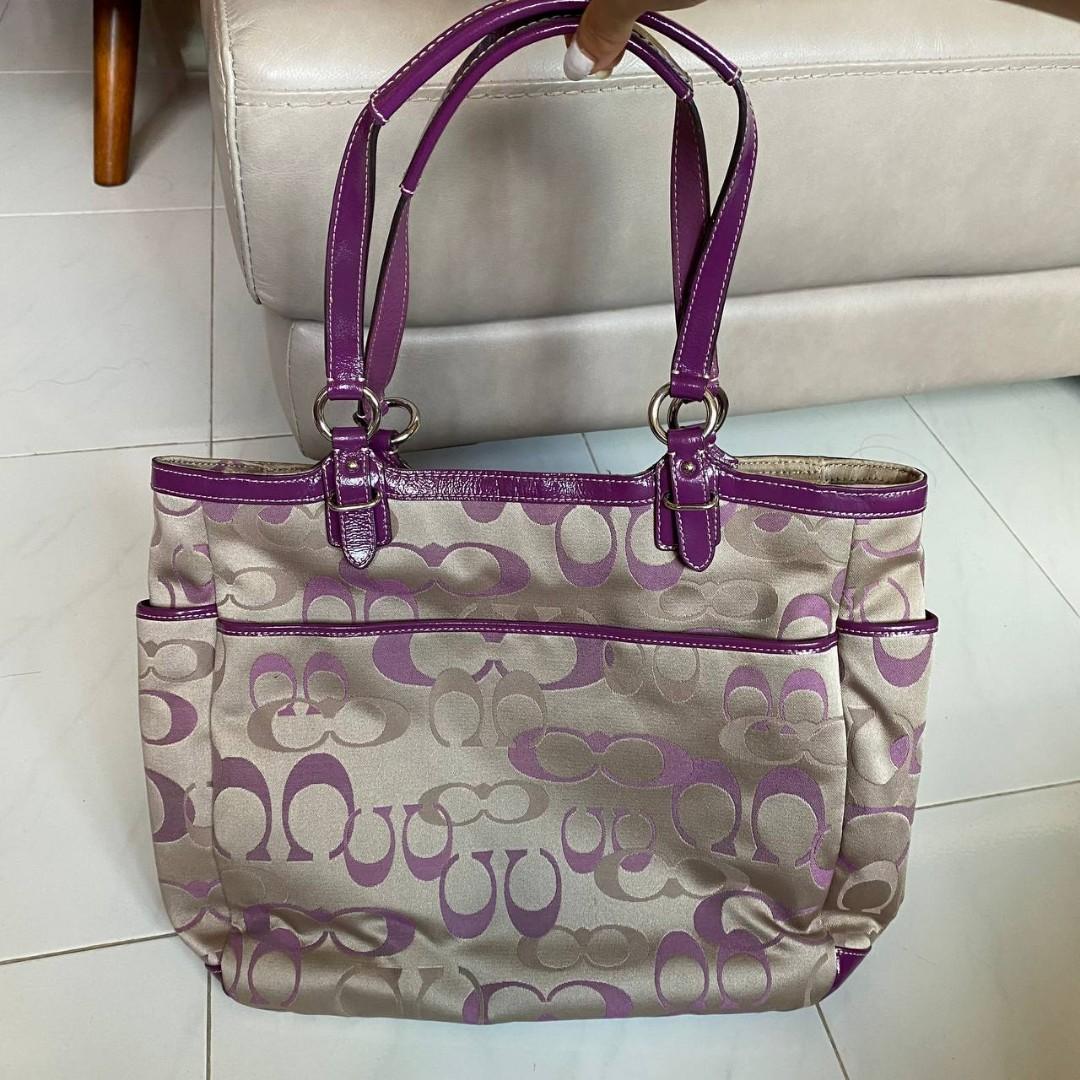Purple coach hot sale tote bag