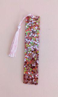 Red and Pink Bookmark -- resin