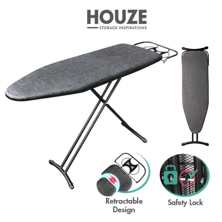 Retractable Black Ironing Board (Dim 131 x 33cm), Furniture & Home