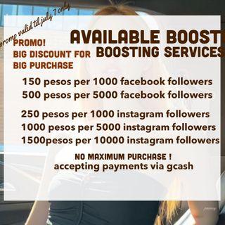 SALE! boost instagram and facebook followers!
