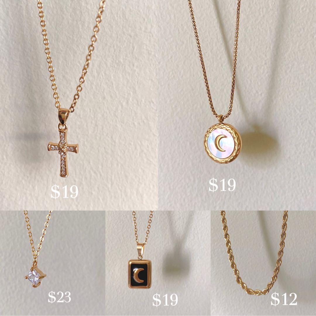 SALES 18K Gold plated stainless steel Cross Necklace tarnish resistance 35 for any two