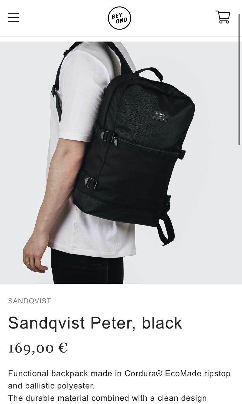Sandqvist Peter Backpack Black Men s Fashion Bags Backpacks