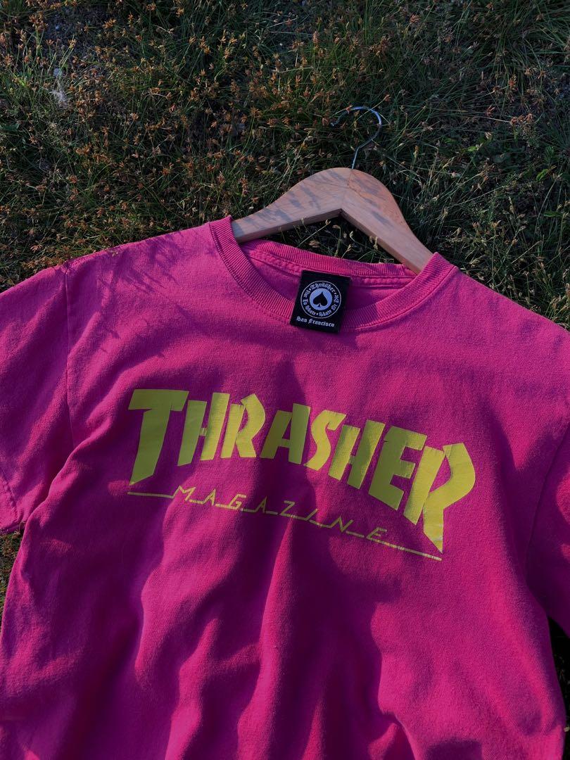 Pink and yellow thrasher shirt outlet