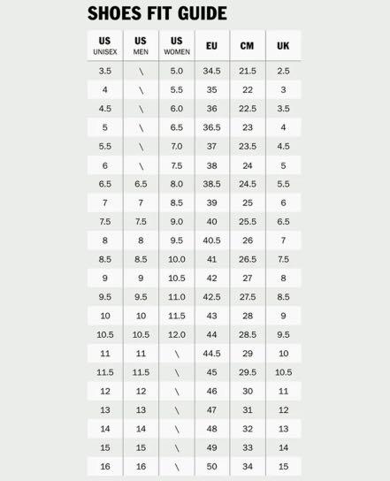 Vans 8.5 size chart outlet