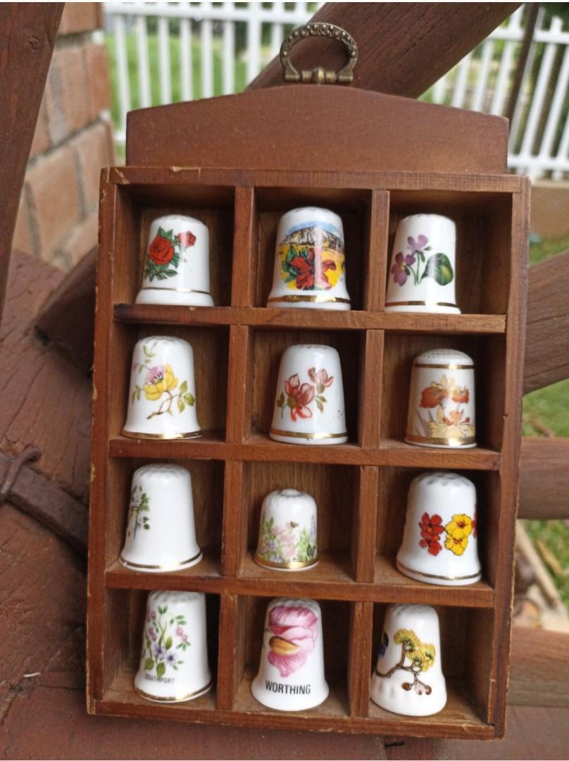 Vintage Thimbles Collection With Display Rack, Hobbies & Toys