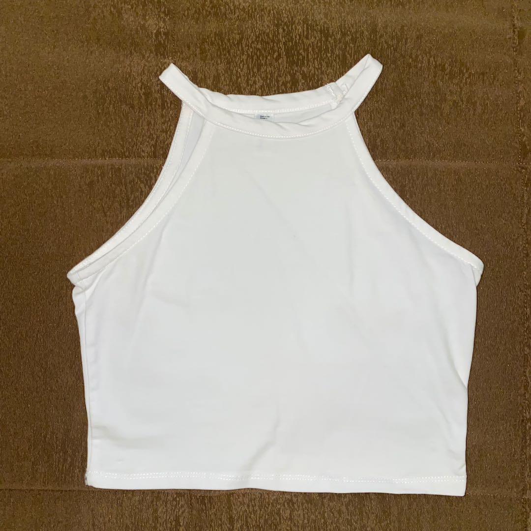 white halter top putih tank top tanktop 