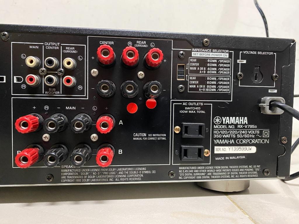 YAMAHA RX V795A 收音/AV環繞擴大機 家庭劇院 7.1聲道 (DTS、AC3、PCM)有全新代用遙控器, 耳機及錄音音訊設備