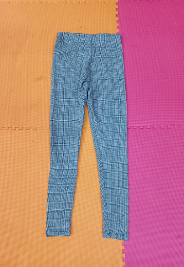 Zara Baaic Grey Gingham Legging, Fesyen 