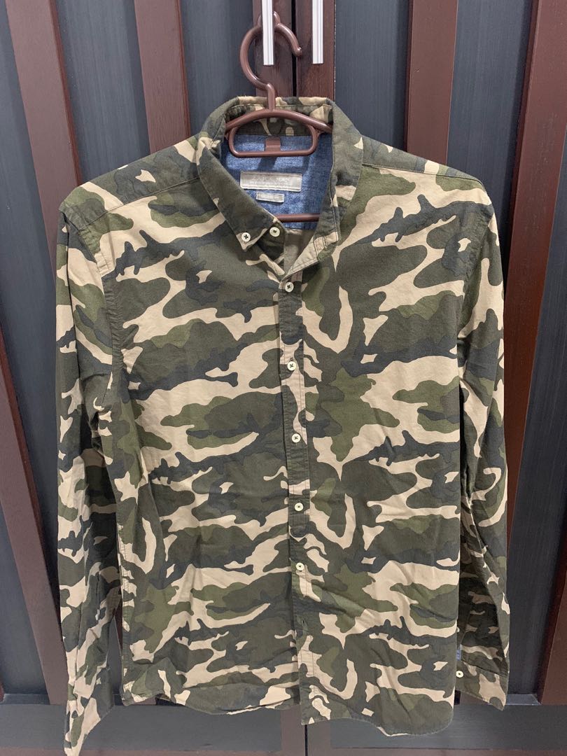 Zara camouflage long sleeves polo