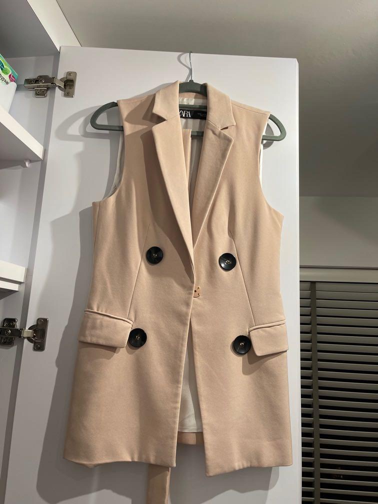 Zara Pink Blazer Vest with sash in size XS Women s Fashion Coats