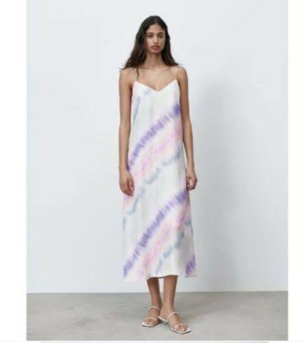 Tie dye satin effect dress clearance